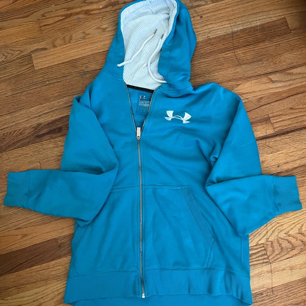 Under Armor Mens Full Zip Light Blue Hoodie Jacket